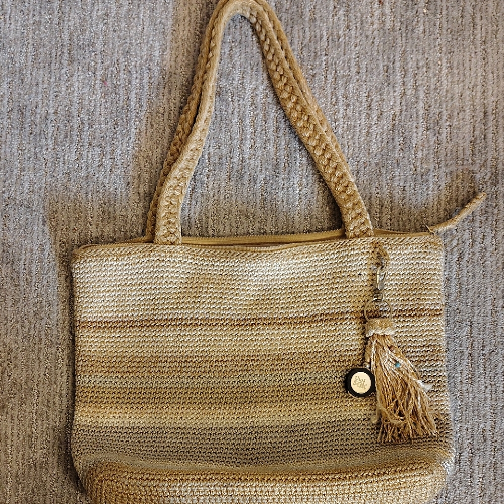 The Sak Tan Woven Tote with Tassel